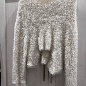 Free People Cream Fuzzy Sweater